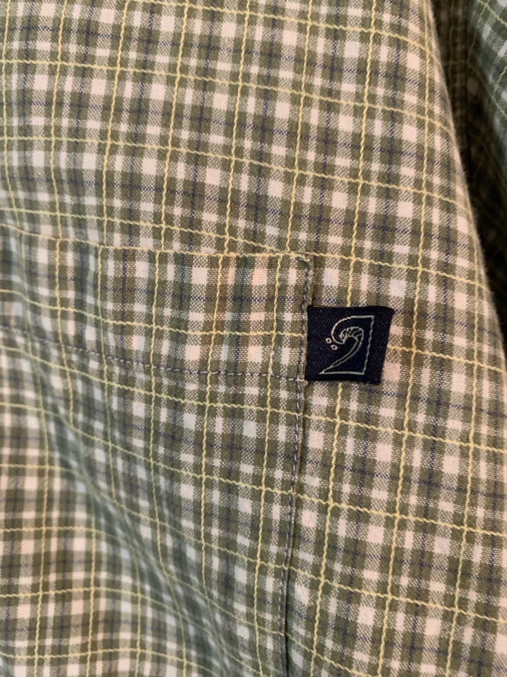 Y2K American Eagle  Green Plaid Short-Sleeve Shirt with Embroidered Back Design - Picture 4 of 6